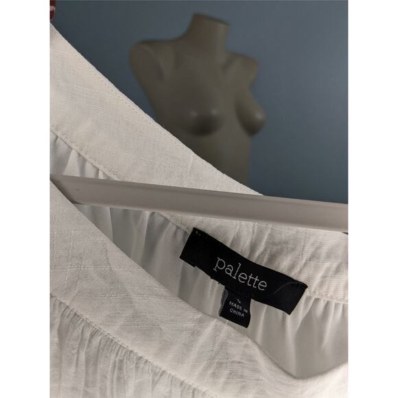 Palette Gauze Blouse One Shoulder‎ Neckline Cutout Strap Top White Blouse Career - Picture 10 of 11